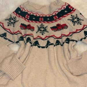 Maurices brand Holiday Beige Sweater with Red and Green Patterns size xl